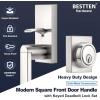 imageBESTTEN Satin Nickel Front Door Handle and Deadbolt Set with Single Cylinder Deadbolt Lock and Door Lever for Entry Doors Reversible for Right ampamp Left Handed