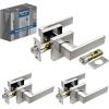 imageBESTTEN Satin Nickel Square Passage Door Lever with Removable Latch Plate All Metal NonLocking Interior Door Handle Set for Hallway and Closet Monaco SeriesSatin Nickel Door Lever
