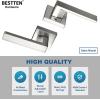 imageBESTTEN Satin Nickel Square Passage Door Lever with Removable Latch Plate All Metal NonLocking Interior Door Handle Set for Hallway and Closet Monaco SeriesSatin Nickel Door Lever