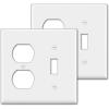image2 Pack BESTTEN 2Gang Combination Metal Wall Plate with Protective Film 1Duplex1Toggle CorrosionResistant Stainless Steel Outlet and Switch Cover Standard Size Brushed Finish SilverWhite