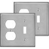 image2 Pack BESTTEN 2Gang Combination Metal Wall Plate with Protective Film 1Duplex1Toggle CorrosionResistant Stainless Steel Outlet and Switch Cover Standard Size Brushed Finish SilverSilver