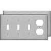 image2 Pack BESTTEN 4Gang Combo Metal Wall Plate with Protective Film 1Duplex3Toggle Standard Size CorrosionResistant Stainless Steel Outlet and Switch Cover Brushed Finish Silver