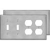 image2 Pack BESTTEN 4Gang Combo Metal Wall Plate with Protective Film 2Duplex2Toggle CorrosionResistant Stainless Steel Outlet and Switch Cover Standard Size Brushed Finish