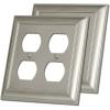 image2 Pack BESTTEN Satin Nickel Zinc Alloy 2 Gang Duplex Wall Plate Grand Collection Decorative Metal Receptacle Outlet CoverSatin Nickel
