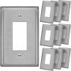 image5 Pack BESTTEN 1Gang OverSize Duplex Metal Wall Plate with Protective Film Jumbo Receptacle Outlet Cover CorrosionResistant Stainless Steel Wall Plate Brushed Finish Silver10