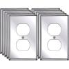 image5 Pack BESTTEN Duplex Metal Wall Plate with Protective Film 1Gang Standard Size CorrosionResistant Stainless Steel Outlet and Switch Cover Industrial Grade Brushed Finish SilverPolished Stainless Steel