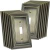 imageBESTTEN 1 Gang Toggle Light Switch Cover Plate 4 Pack Zinc Alloy Grand Collection Toggle Switch Wall Plate Oiled Bronze Corrosion ResistantAntique Brass