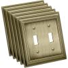 imageBESTTEN 2 Gang Toggle Light Switch Wall Plates Metal Grand Collection Corrosion Resistant Light Switch Cover Antique Brass 5 PackAntique Brass