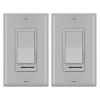 imageBESTTEN 2 Pack Almond Dimmer Wall Light Switch Compatible with Dimmable LED CFL Incandescent and Halogen Bulb Single Pole or 3Way Dimmer Switches 120VAC Decorator Wall Plate IncludedGray