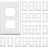 imageBESTTEN 20 Pack 1Gang Duplex Wall Plate Standard Size Unbreakable Polycarbonate Receptacle Outlet Cover and Switch Cover UL Listed WhiteWhite