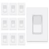 imageBESTTEN 3 Way Decorator Light Switch 10 Pack OnOff Paddle Rocker Interrupter 15A 120277V Electrical Wall Light Switches with Screwless Wallplates Single Pole or Three Way UL Listed White3 Way
