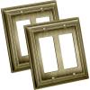 imageBESTTEN 4 Gang Zinc Alloy Aged Brass Metal Decor Wall Plate Grand Collection Decorator Antique Brass Outlet Cover for Switch or Receptacle Durable Corrosion ResistantAntique Brass