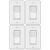 imageBESTTEN 4 Pack 3Way Decorator Light Switch with Wallplate 15A 120277V OnOff Rocker Paddle Interrupter Electrical Wall Light Switches Single Pole or Three Way UL Listed WhiteWhite