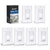 imageBESTTEN 6 Pack Dimmer Light Switch LED Dimmer Switch SinglePole or 3Way for Dimmable LED Halogen and Incandescent Bulbs 120V Wall Plate Included UL Listed WhiteWhite