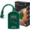 imageBESTTEN 7 Day Outdoor Digital Programmable Timer with Clock and Push Button Countdown Timer with Dual Grounded Outlets Weatherproof Green ETL ListedGreen