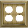 imageBESTTEN Polished Brass Double Duplex Electrical Receptacle Outlet Cover Plates 2Gang Metal Wall Plate Switch Covers MidsizeDuplex 1PK