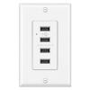 imageBESTTEN USB Receptacle Outlet 42A21W HighSpeed 4 Port USB Wall Charging Outlet 125VAC Input Quad TypeA Ports with LED Indicator Decorator Wallplate Included UL Listed BlackWhite