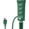 imageOutdoor Power Stake with 6 Outlets and 9 Foot Extension Cord Heavy Duty Power Strip with Overload Protection Switch and Weatherproof Protective Covers ETL Listed Green