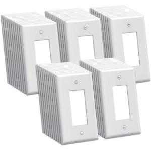 image10 Pack BESTTEN 1Gang Midsize Decorator Wall Plate Unbreakable Polycarbonate Midway Outlet and Switch Cover H504 x W327 ETL Listed WhiteDecor Midsize 50 Pack