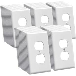 image10 Pack BESTTEN 1Gang Midsize Decorator Wall Plate Unbreakable Polycarbonate Midway Outlet and Switch Cover H504 x W327 ETL Listed WhiteDuplex Midsize 50 Pack
