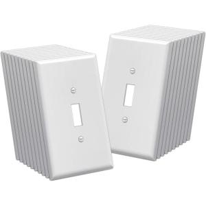 image10 Pack BESTTEN 1Gang Midsize Decorator Wall Plate Unbreakable Polycarbonate Midway Outlet and Switch Cover H504 x W327 ETL Listed WhiteToggle Midsize 20 Pack