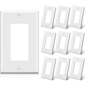 image10 Pack BESTTEN Decorator Wall Plate 2 Gang Standard Size Outlet Cover for GFCI and USB Receptacles H453 x W457 Unbreakable Polycarbonate Material UL Listed WhiteGloss White