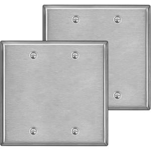image10 Pack BESTTEN No Device Stainless Steel Wall Plates with hite or Clear Plastic Film Blank Metal Outlet Cover Durable CorrosionResistant Industrial Grade Materials H453 x W2762 Gang 2PK