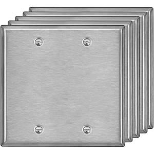 image10 Pack BESTTEN No Device Stainless Steel Wall Plates with hite or Clear Plastic Film Blank Metal Outlet Cover Durable CorrosionResistant Industrial Grade Materials H453 x W2762 Gang 5PK