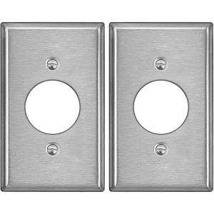image2 Pack BESTTEN 1Gang 1406Inch Hole Metal Wall Plate with hite or Clear Plastic Film for Single Receptacle AntiCorrosion Stainless Steel Outlet Cover Standard SizeStainless Steel Silver
