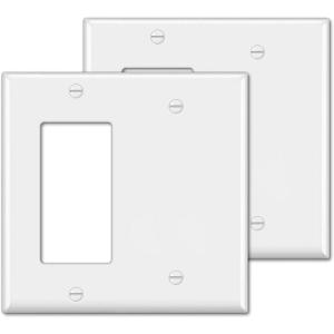 image2 Pack BESTTEN 2Gang Combination Wall Plate 1Gang Decorator Switch Cover 1Decor1Blank Standard Size Unbreakable Polycarbonate White