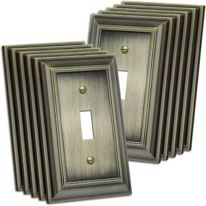 imageBESTTEN 1 Gang Toggle Light Switch Cover Plate 4 Pack Zinc Alloy Grand Collection Toggle Switch Wall Plate Oiled Bronze Corrosion ResistantAntique Brass