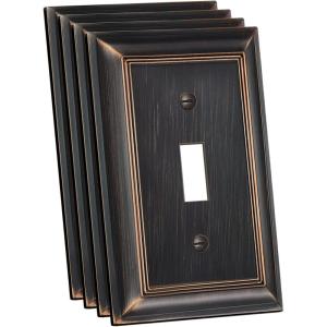 imageBESTTEN 1 Gang Toggle Light Switch Cover Plate 4 Pack Zinc Alloy Grand Collection Toggle Switch Wall Plate Oiled Bronze Corrosion ResistantOil Rubbed Bronze