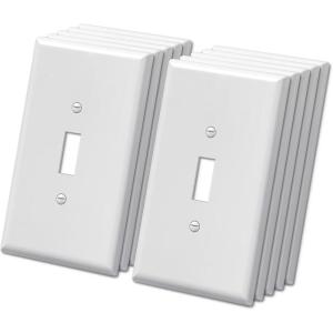 imageBESTTEN 10 Pack 1Gang Jumbo Duplex Receptacle Outlet Wall Plate OverSize Unbreakable Polycarbonate Electrical Outlet Plate and Switch Cover ETL Listed White10
