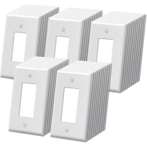 imageBESTTEN 10 Pack 1Gang Jumbo Duplex Receptacle Outlet Wall Plate OverSize Unbreakable Polycarbonate Electrical Outlet Plate and Switch Cover ETL Listed White50