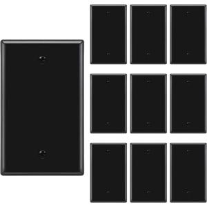 imageBESTTEN 10 Pack 1Gang No Device Blank Wall Plate Standard Size H453 x W276 Unbreakable Polycarbonate Thermoplastic Outlet Cover UL Listed WhiteGloss Black