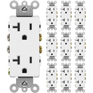 imageBESTTEN 15 Amp Decor Electrical Wall Outlet Receptacle NonTamperResistant 15A125V1875W for Residential and Commercial Use UL Listed 10 Pack White20 Amp