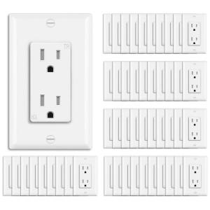 imageBESTTEN 15 Amp TamperResistant Decor Receptacle Outlet Residential and Commercial Use Wallplate Included 15A125V1875W UL Listed 10 Pack White50