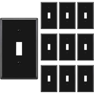 imageBESTTEN 2 Pack 3Gang Toggle Wall Plate Unbreakable Polycarbonate Toggle Light Switch Cover Standard Size UL Listed WhiteBlack