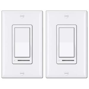 imageBESTTEN 2 Pack Dimmer Light Switch Universal Lighting Control Single Pole or 3 Way Compatible with LED Dimmable Lamp CFL Incandescent Halogen Bulb Decorator Wallplate Included UL Listed WhiteWhite