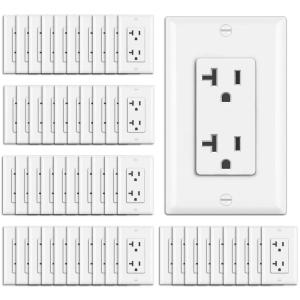 imageBESTTEN 20 Pack 15 Amp Decorator Wall Receptacle Outlet NonTamperResistant Wallplate Included 15A125V1875W UL Listed White20 Amp