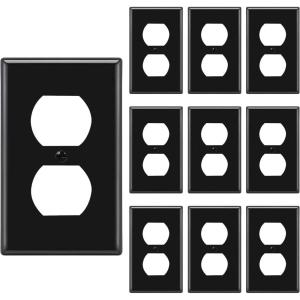 imageBESTTEN 20 Pack 1Gang Duplex Wall Plate Standard Size Unbreakable Polycarbonate Receptacle Outlet Cover and Switch Cover UL Listed WhiteBlack