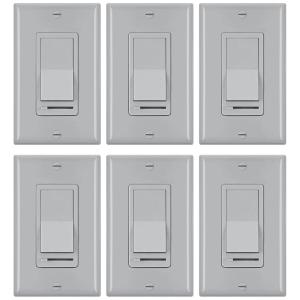 imageBESTTEN 6 Pack Dimmer Wall Light Switch Compatible with Dimmable LED CFL Incandescent and Halogen Bulb Single Pole or 3Way Dimmer Switches 120VAC Decorator Wall Plate Included BlackGray