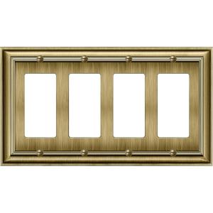 imageBESTTEN Polished Brass Double Duplex Electrical Receptacle Outlet Cover Plates 2Gang Metal Wall Plate Switch Covers Midsize4 Gang Decorator 1PK