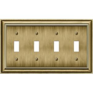 imageBESTTEN Polished Brass Double Duplex Electrical Receptacle Outlet Cover Plates 2Gang Metal Wall Plate Switch Covers Midsize4Gang Toggle 1PK