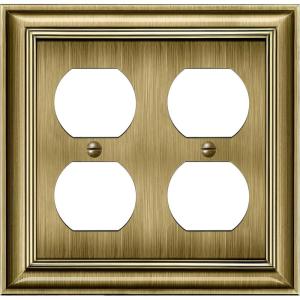 imageBESTTEN Polished Brass Double Duplex Electrical Receptacle Outlet Cover Plates 2Gang Metal Wall Plate Switch Covers MidsizeDuplex 1PK