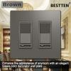 imageBESTTEN 2 Gang Matte Brown Screwless Wall Plate Decorator Outlet Cover Decor Switch Plate