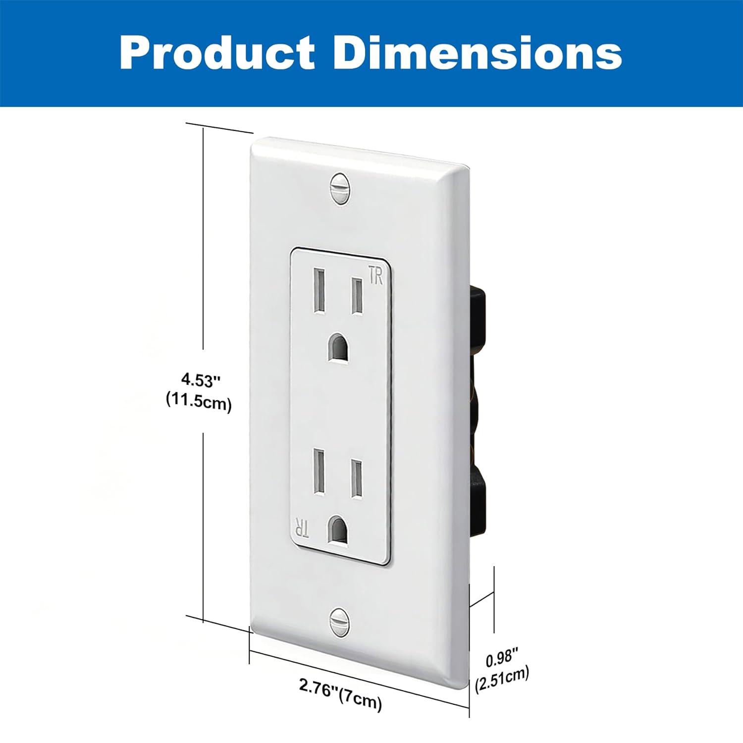 imageBESTTEN 60 Pack 15 Amp Outlets Standard Electrical Wall Outlet UL Listed Tamper Resistant Receptacle for Home and Business Wall Plate Included 15A125V1875W UL Listed White100