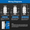 imageBESTTEN 6 Pack Combination Toggle Light Switch and Duplex Receptacle Outlet Single Pole Toggle Wall Switch Grounded Outlet Combo Style 15 Amp Wallplate Included UL Listed White6