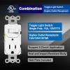 imageBESTTEN 6 Pack Combination Toggle Light Switch and Duplex Receptacle Outlet Single Pole Toggle Wall Switch Grounded Outlet Combo Style 15 Amp Wallplate Included UL Listed White6