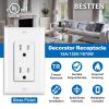 imageBESTTEN 60 Pack 15 Amp Outlets Standard Electrical Wall Outlet UL Listed Tamper Resistant Receptacle for Home and Business Wall Plate Included 15A125V1875W UL Listed White100